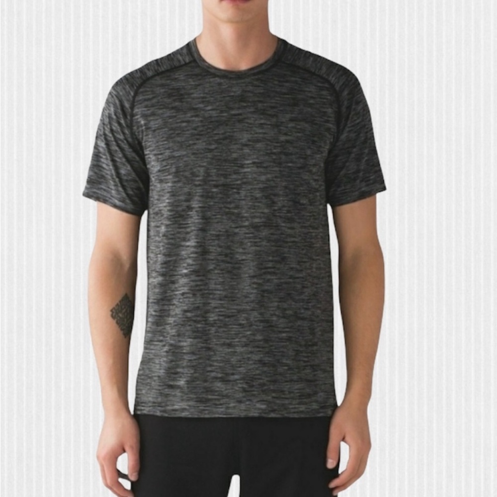 LULULEMON Swiftly Tech Metal Vent Mens Black Heathered Grey Shirt Small